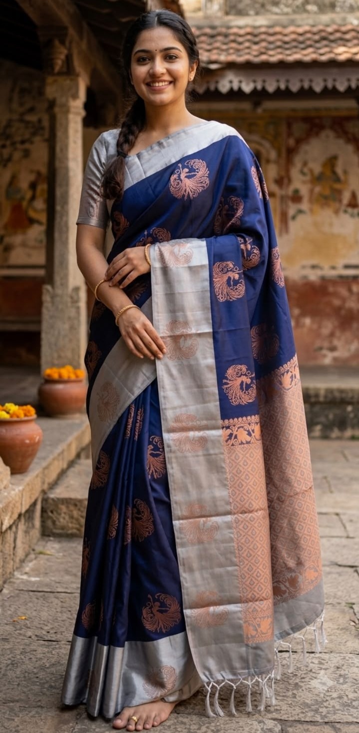 Kanchipuram Elite Silk Grand Motif Weaved Border Saree